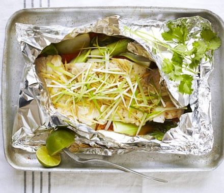 Steamed fish with ginger & spring onion recipe