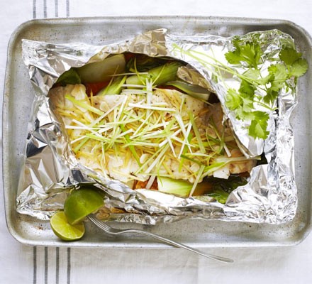 Steamed fish with ginger & spring onion recipe 