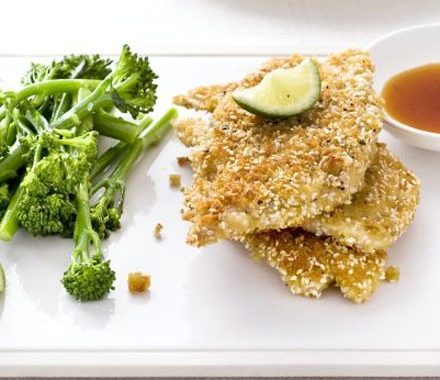 Sesame chicken with soy dip recipe