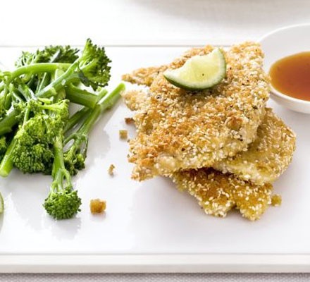 Sesame chicken with soy dip recipe 