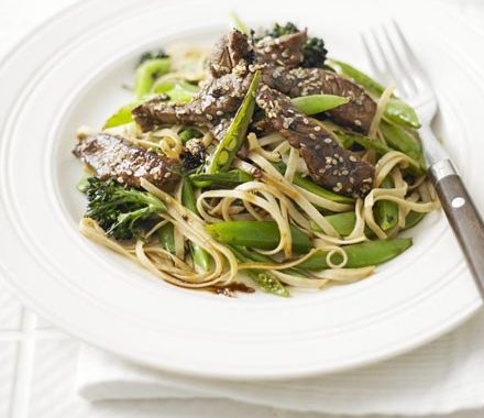 Honey & sesame beef noodles recipe