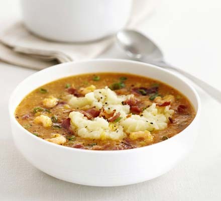 Prawn chowder with mashed potato recipe 