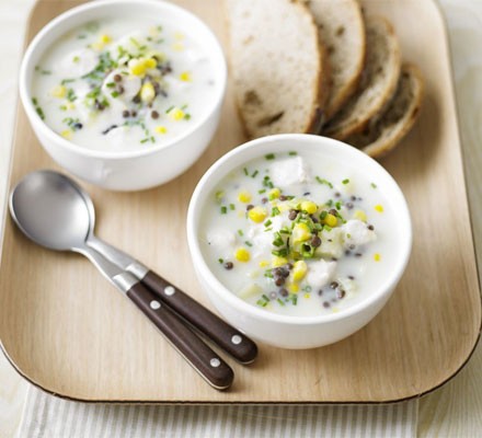 Chicken, lentil & sweetcorn chowder recipe 
