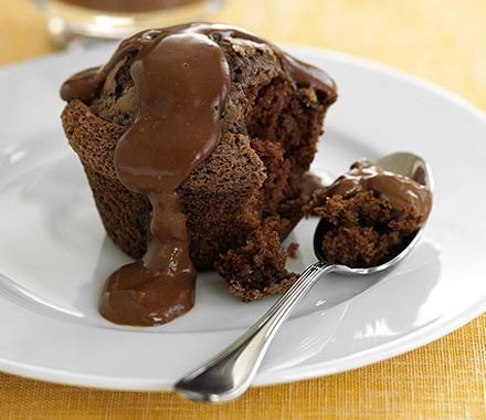 Chocolate muffins with hot chocolate custard recipe