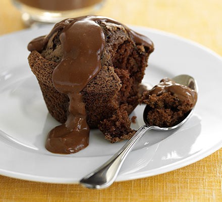 Chocolate muffins with hot chocolate custard recipe 