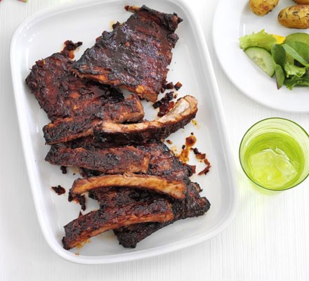 Sticky ribs with roast potato salad recipe 