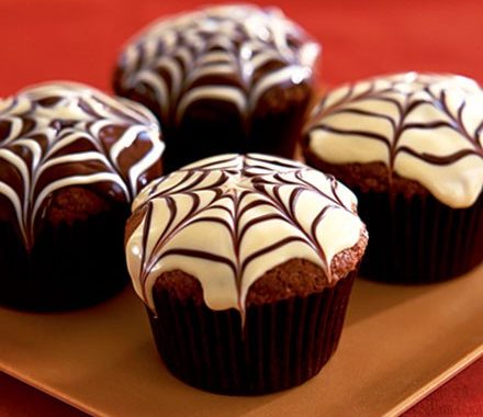 Spider web chocolate fudge muffins recipe