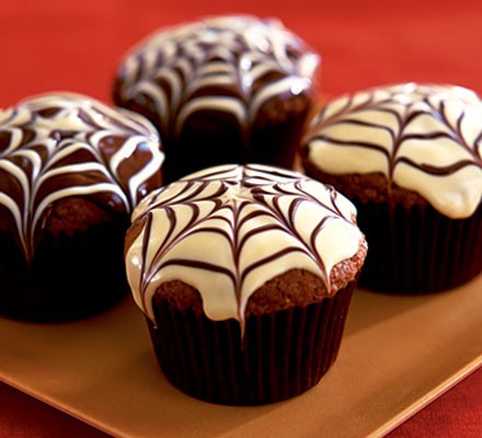 Spider web chocolate fudge muffins recipe 
