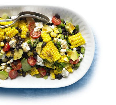 Spicy corn, black bean & feta salad recipe 
