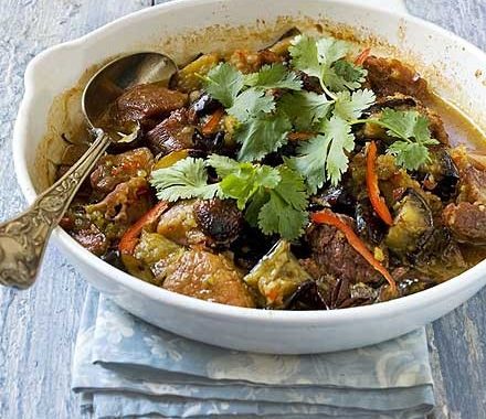 Aubergine & pork hotpot recipe