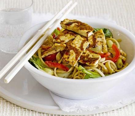 Sesame & honey tofu with rice noodles recipe