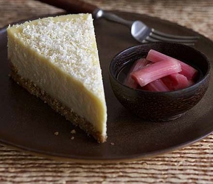 White chocolate cheesecake with rhubarb compote recipe