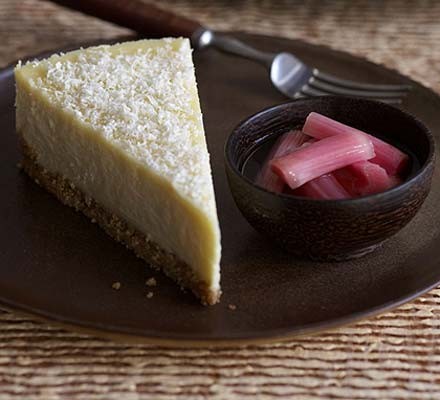 White chocolate cheesecake with rhubarb compote recipe 