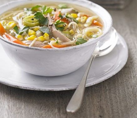 Chicken, sweetcorn & noodle soup recipe