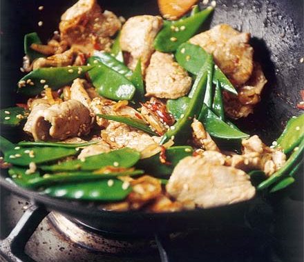Lemon & chilli sesame pork with mangetout recipe