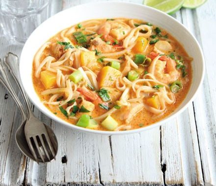 Salmon, squash & prawn laksa recipe