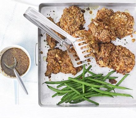 Crispy pretzel chicken with honey-mustard sauce recipe
