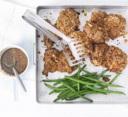 Crispy pretzel chicken with honey-mustard sauce recipe 