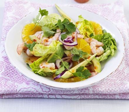 Prawn salad with orange, red onion & avocado recipe