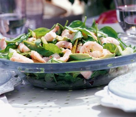 Prawn salad with spinach & avocado recipe