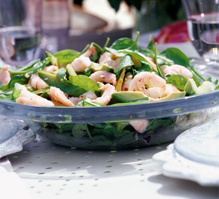 Prawn salad with spinach & avocado recipe 