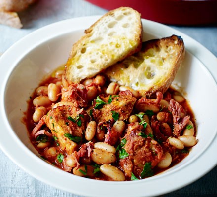 Smoky pork & Boston beans one-pot recipe 