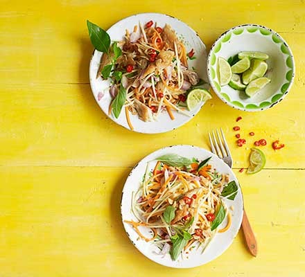 Spicy green mango salad with smoked fish recipe 