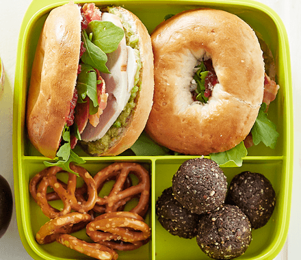 Turkey, bacon & avocado mini bagels recipe