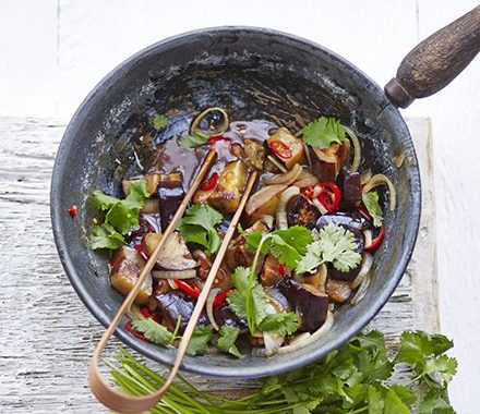 Hot & sour aubergines recipe