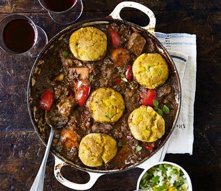 Brazilian pork stew with corn dumplings recipe