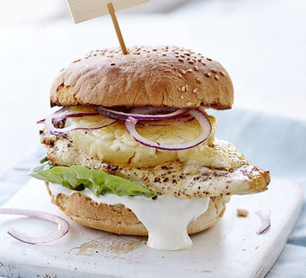 Cajun chicken & pineapple burger recipe 