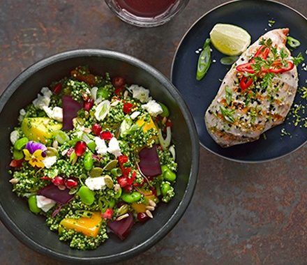 Cajun blackened chicken with supergreen quinoa recipe