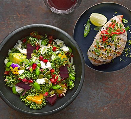 Cajun blackened chicken with supergreen quinoa recipe 