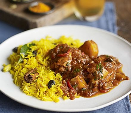 Cape Malay chicken curry with yellow rice recipe