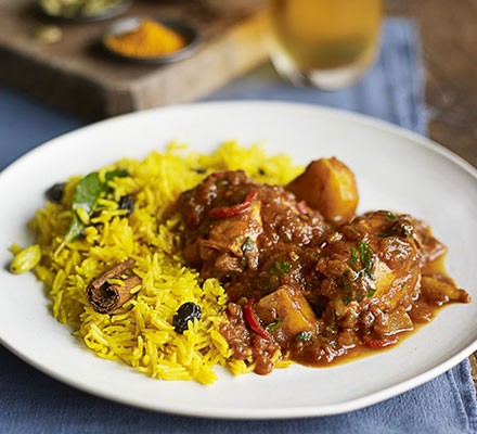 Cape Malay chicken curry with yellow rice recipe 