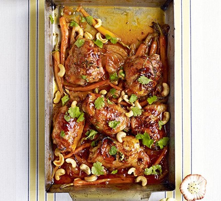 Sticky citrus chicken with carrots & cashews recipe 