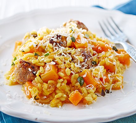 Sausage & squash risotto  recipe 