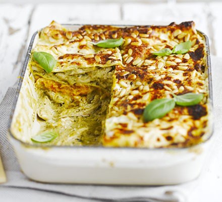 Chicken, squash & pesto lasagne recipe 