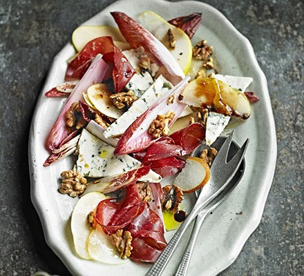 Shaved pear, cheese & bresaola salad recipe 