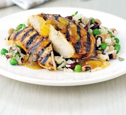 Rice & peas with mango chicken recipe 