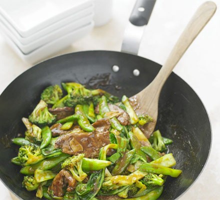 Sticky green stir-fry with beef recipe 