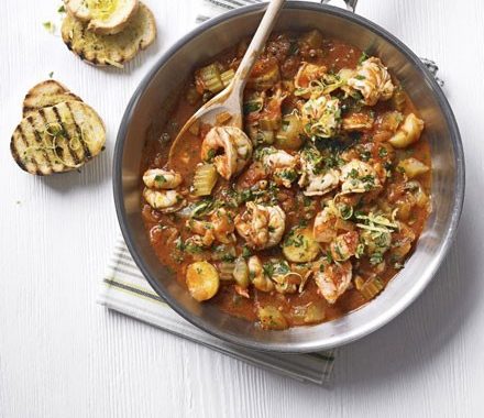 Prawn & tomato stew with gremolata topping recipe