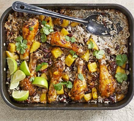 Mango chicken, bean & rice bake recipe 