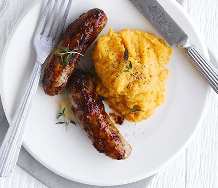 Sausages and sweet potato mash recipe