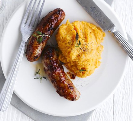Sausages and sweet potato mash recipe 