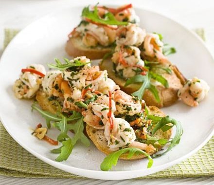 Lemony prawn bruschettas recipe