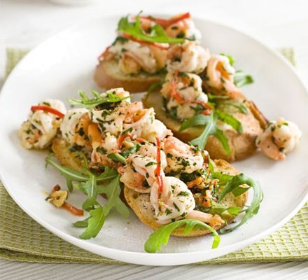 Lemony prawn bruschettas recipe 