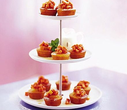 Orange soured cream cakes with syruped papaya recipe