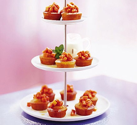Orange soured cream cakes with syruped papaya recipe 