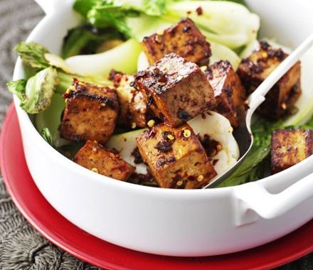 Marinated tofu with pak choi